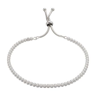 Karat Rush Sterling Silver Cubic Zirconia Bolo Bracelet