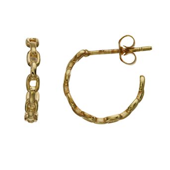 Karat Rush 14k Gold Oval Link 'C' Hoop Earrings