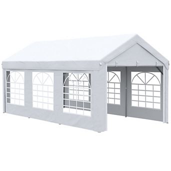 Outsunny 20ft x 10ft Party Tent & Carport, Portable Garage with Sidewalls