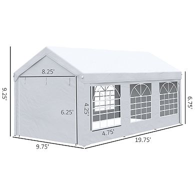 Outsunny 20ft x 10ft Party Tent & Carport, Portable Garage with Sidewalls