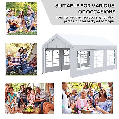 Outsunny 20ft x 10ft Party Tent & Carport, Portable Garage with Sidewalls
