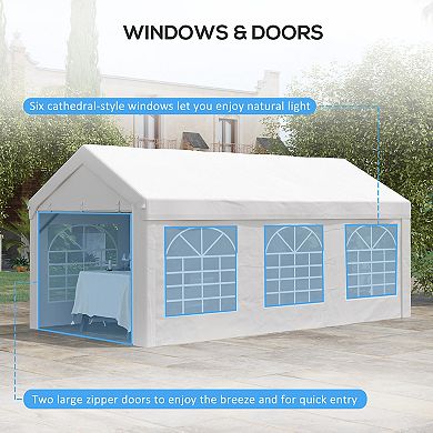 Outsunny 20ft x 10ft Party Tent & Carport, Portable Garage with Sidewalls