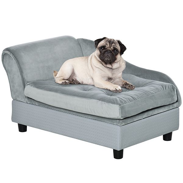 Dog Couch Pet Sofa Bed For Small Dogs Cats With Storage, Cushion, Light Gray