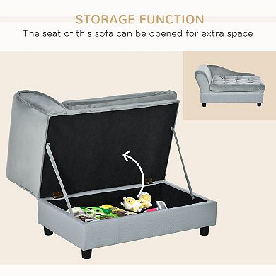 Dog Couch Pet Sofa Bed For Small Dogs Cats With Storage, Cushion, Light Gray