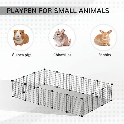 PawHut 2-Tier Foldable Metal Small Animal Playpen Pet Fence with