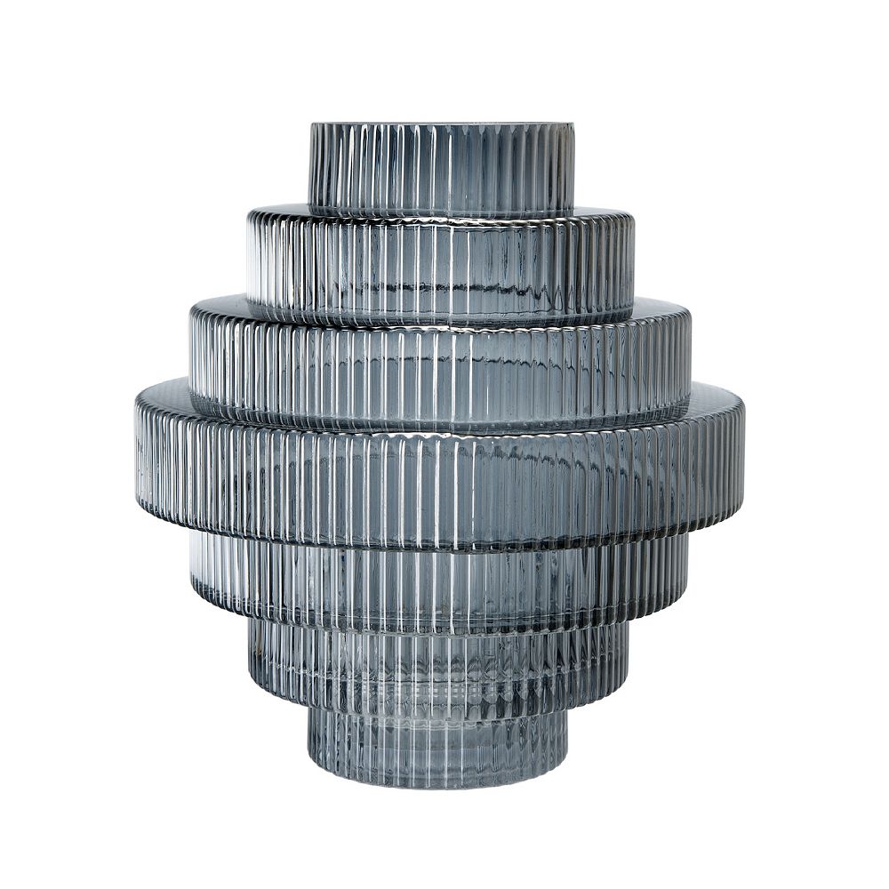 A&B Home Ribbed Geometric Glass Vase Table Decor