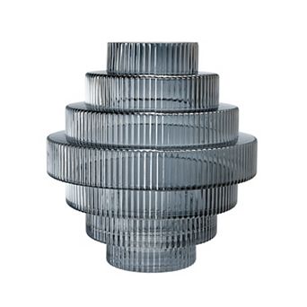 A&B Home Ribbed Geometric Glass Vase Table Decor