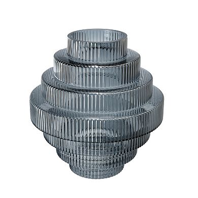 A&B Home Ribbed Geometric Glass Vase Table Decor