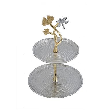 A&B Home Cherry Blossom 2-Tier Decorative Tray Table Decor