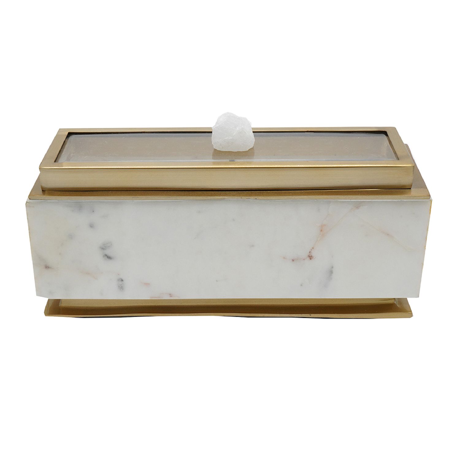 Marble Box With Lid & Gold Handle