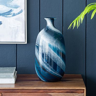 A&B Home Mayron Glass Vase with Swirl Design