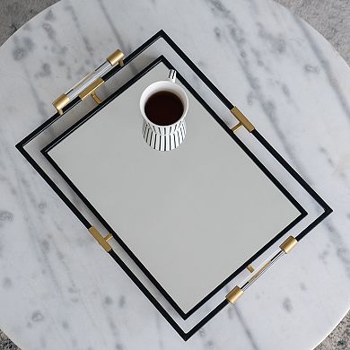 A&B Home Tribute Rectangular Mirrored Tray 2-piece Set