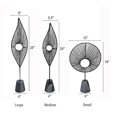 A&B Home Truman Set of 3 Leaves Statue Decor