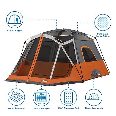 CORE 6-Person Straight-Wall Tent with Screen Room