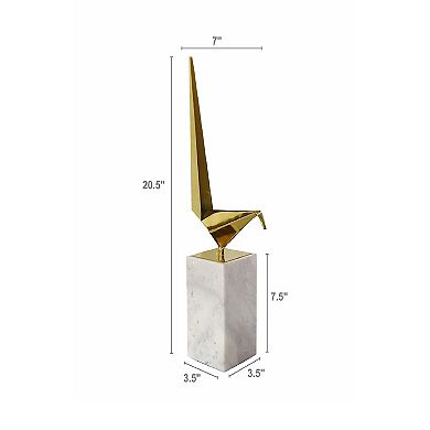 A&B Home Close To You Marble Base Origami Accent Statuary Table Decor