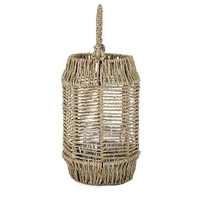 A&B Home Kira Seagrass Wrapped Lantern with Handle