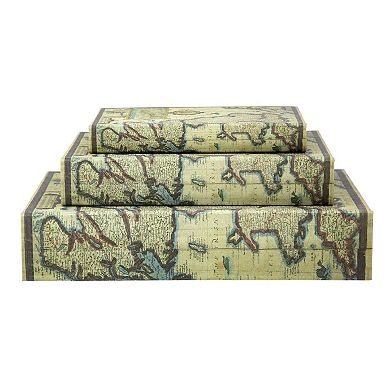 3-Piece Vintage Style Map Book Box Set