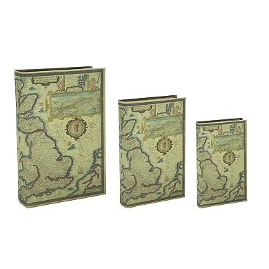 3-Piece Vintage Style Map Book Box Set