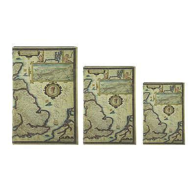 3-Piece Vintage Style Map Book Box Set