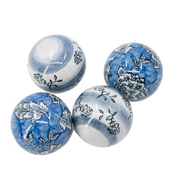 4 pc Floral Pattern Decorative Ball Set