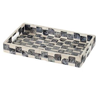 A&B Home Decorative Checkered Pattern Rectangular Tray Table Decor