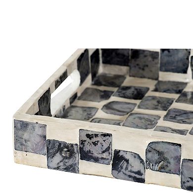 A&B Home Decorative Checkered Pattern Rectangular Tray Table Decor