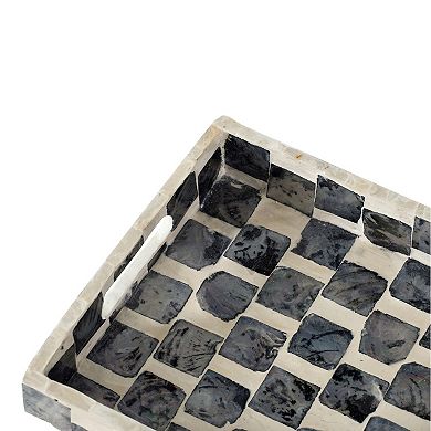A&B Home Decorative Checkered Pattern Rectangular Tray Table Decor