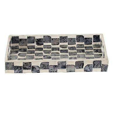 A&B Home Decorative Checkered Pattern Rectangular Tray Table Decor