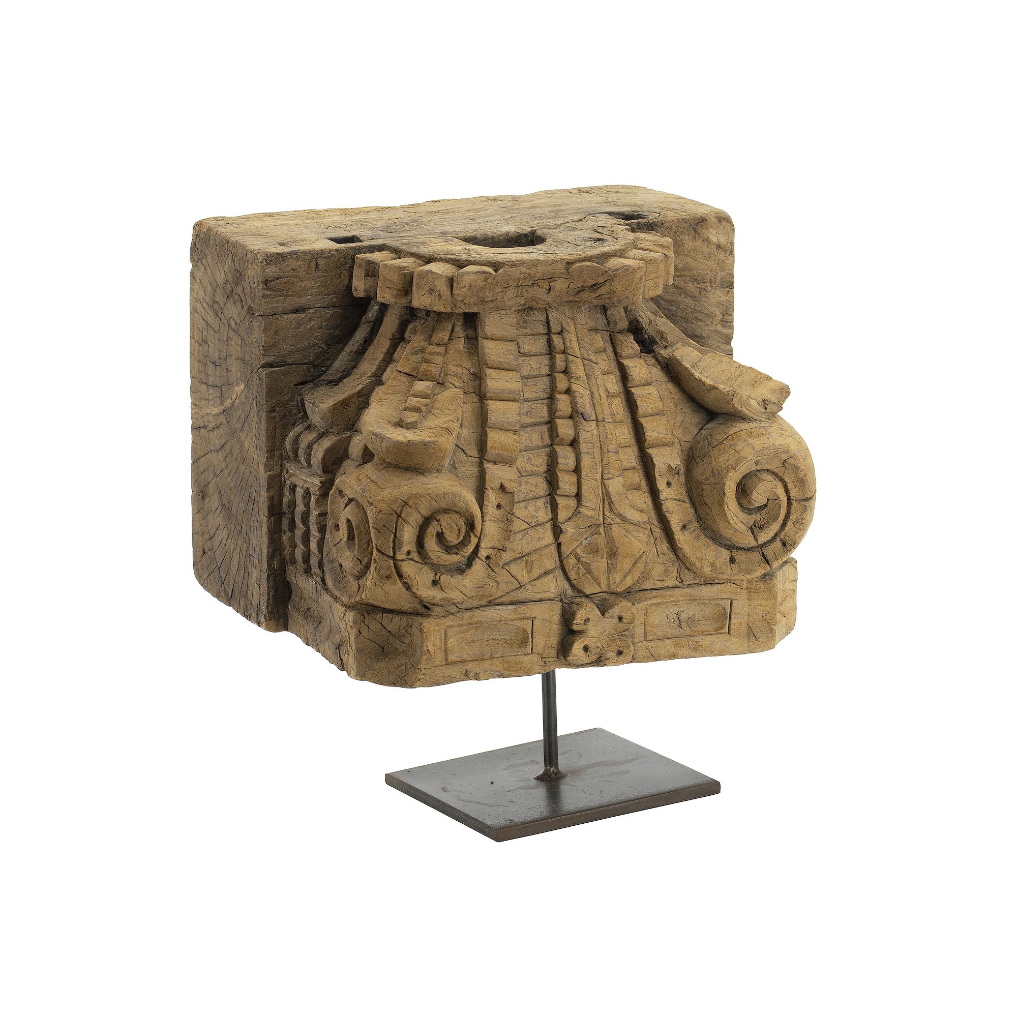 A&B Home Decorative Pillar Base On Metal Stand, Brown