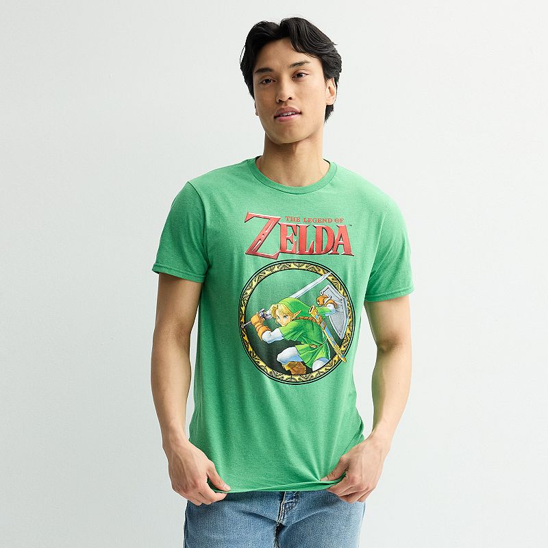 トップス goodness border l/s T-shirt (GREEN) Men's Nintendo The Legend of Zelda Link Sword Graphic Tee