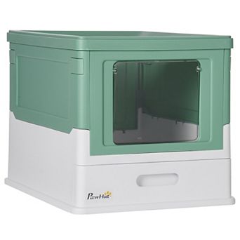 PawHut Fully Enclosed Cat Litter Box with Front Entry, Top Exit