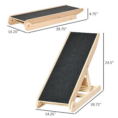 PawHut Height Adjustable Pet Ramp with Non-Slip Carpet Surfaces, 4 Levels Folding Dog Cat Ramp for Bed, Sofa & Car