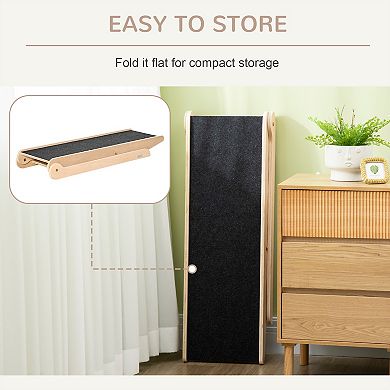 PawHut Height Adjustable Pet Ramp with Non-Slip Carpet Surfaces, 4 Levels Folding Dog Cat Ramp for Bed, Sofa & Car