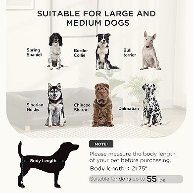 PawHut Pet Sofa for Large, Medium Dogs, Dog Couch with Water-resistant Fabric, Wooden Legs, Washable Cushion, Grey, 39" x 24.5" x 12.5"