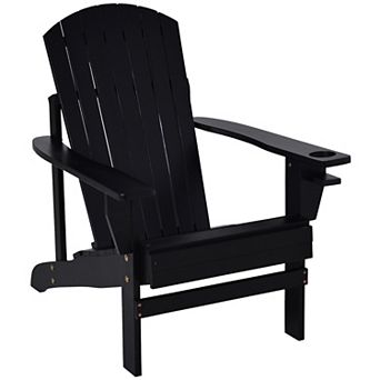 Wood Adirondack Chair, Wooden Outdoor & Patio Seating For Fire Pit, Black
