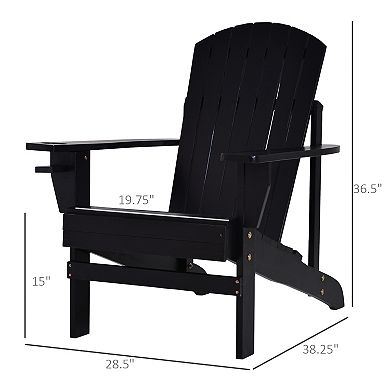Wood Adirondack Chair, Wooden Outdoor & Patio Seating For Fire Pit, Black