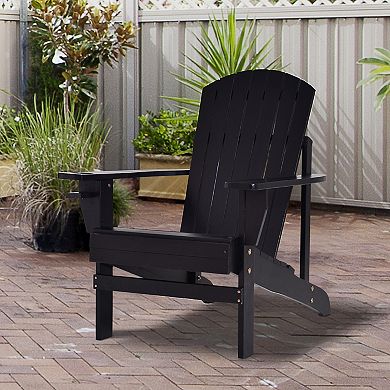 Wood Adirondack Chair, Wooden Outdoor & Patio Seating For Fire Pit, Black