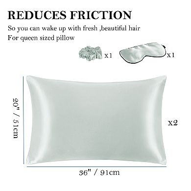 Set of 2 Satin Pillowcase Durable&Soft Zippered King 20" x 36"
