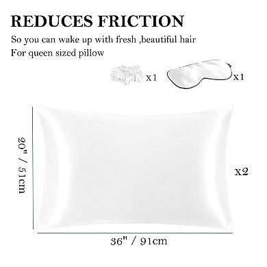 Set of 2 Satin Pillowcase Durable&Soft Zippered King 20" x 36"