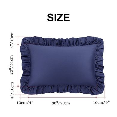 Pure Cotton Ruffled Pillowcases 2 Pcs Soft Envelope Closure Queen 20" x 30"