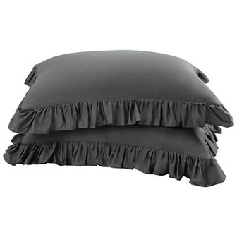 Pure Cotton Ruffled Pillowcases 2 pc Soft Envelope Closure Queen 20" x 30"