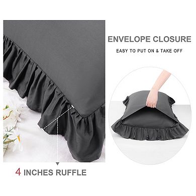 100% Pure Cotton Ruffle Pillowcases 2 Pcs Soft Envelope Standard 20" x 26"