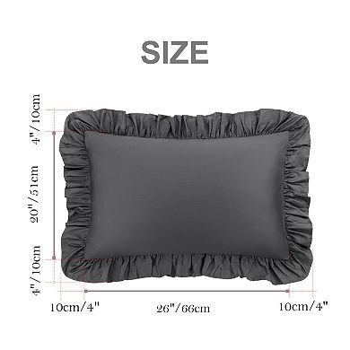 100% Pure Cotton Ruffle Pillowcases 2 Pcs Soft Envelope Standard 20" x 26"