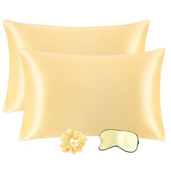 Set of 2 Satin Silk Pillowcase Soft Zipper Closure Standard 20" x 26"