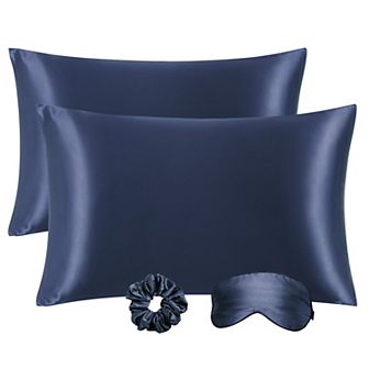 Set of 2 Satin Silk Pillowcase Soft Zipper Closure Standard 20" x 26"