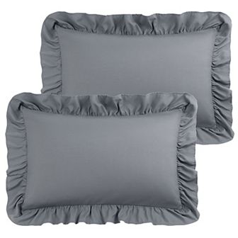 2 pc Soft Microfiber Ruffle Pillowcases Envelope Closure King 20" x 36"