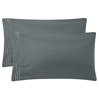 Microfiber Pillowcases 2 pc with Embroidery Zipper Closure Standard 20" x 26"