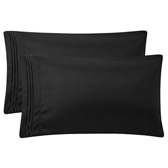 2 pc Microfiber Pillowcases with Embroidery Zipper Closure Travel 14" x 20"