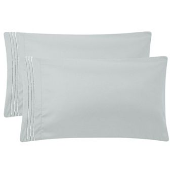 2 pc Microfiber Pillowcases with Embroidery Zipper Closure Travel 14" x 20"
