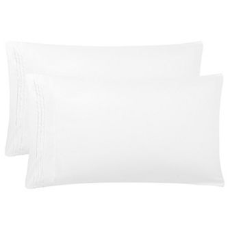 2 pc Microfiber Pillowcases with Embroidery Zipper Closure Travel 14" x 20"